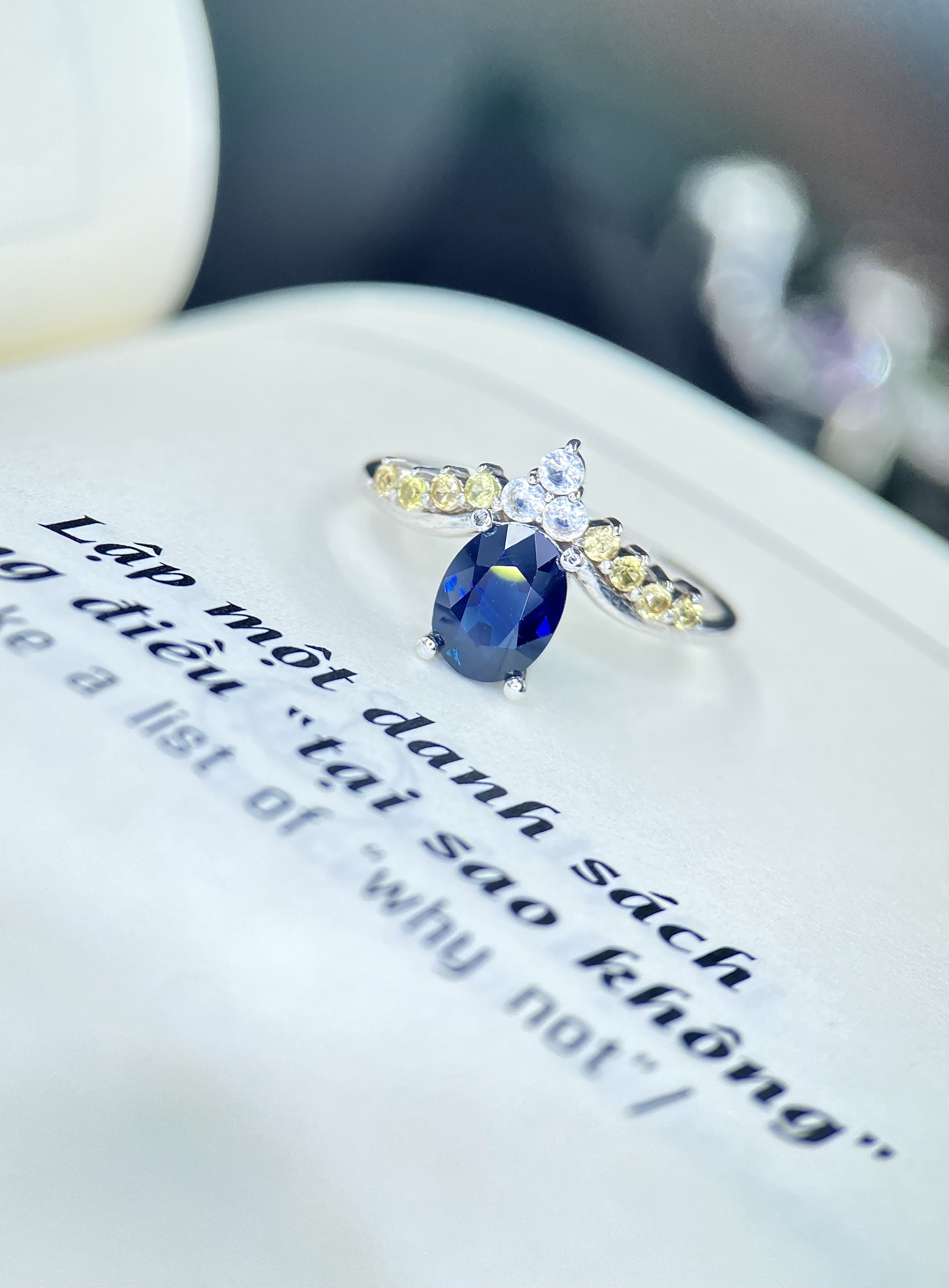 NHẪN NỮ SAPPHIRE VÀNG TRẮNG 10K